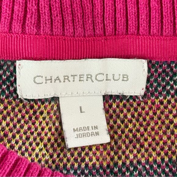Charter Club Large Multicolor Pink Plaid Tartan Crewneck Sweater  Preppy - Picture 2 of 5